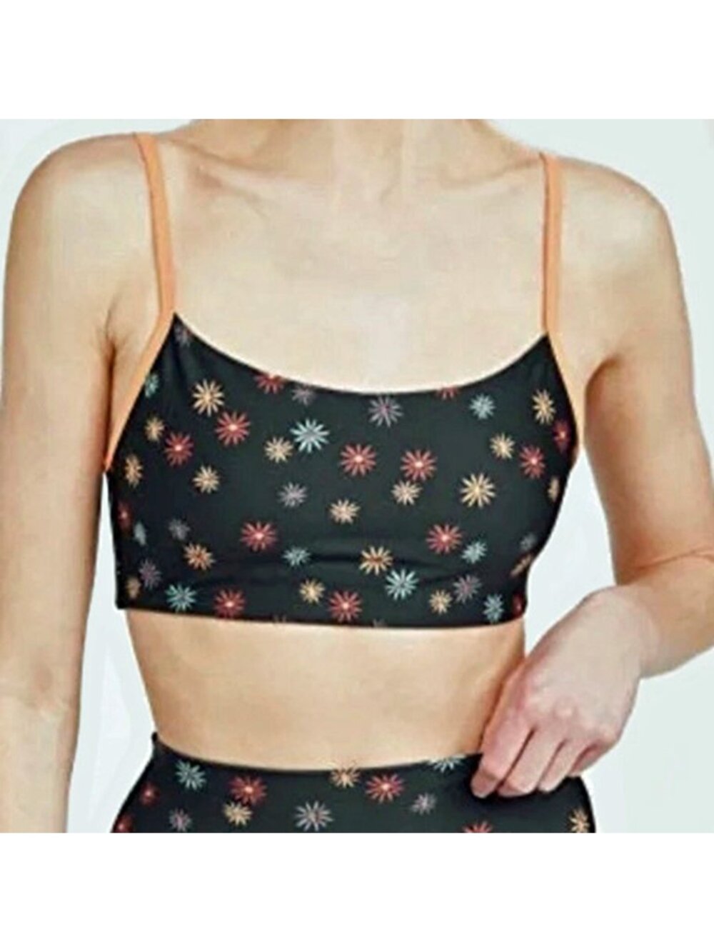 Splits59 Maya Techflex Seamless Sports Bra Black Floral Size XS